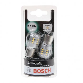 1 849 р. Лампа светодиодная 12V P21W BA15S 4000K блистер (2шт.) Retrofit BOSCH BOSCH 1987301518  с доставкой в г. Керчь. Увеличить фотографию 1