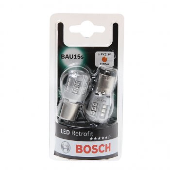 2 399 р. Лампа светодиодная 12V PY21W BAU15s блистер (2шт.) Retrofit BOSCH BOSCH 1987301520  с доставкой в г. Керчь. Увеличить фотографию 1