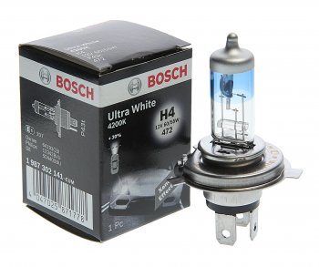 669 р. Лампа 12V H4 60/55W P43t Ultra White BOSCH BOSCH 1987302141 BOSCH 1987302141  с доставкой в г. Керчь. Увеличить фотографию 1