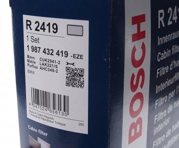 5 699 р. Фильтр воздушный салона BMW X5 (E70),X6 (E71) угольный (2шт.) BOSCH BOSCH 1987432419 BOSCH 1987432419  с доставкой в г. Керчь. Увеличить фотографию 3