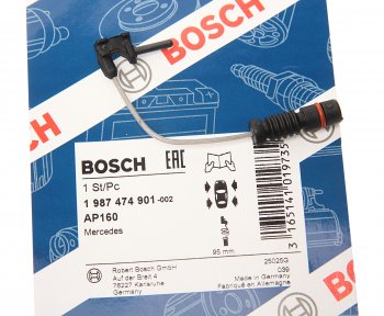 184 р. Датчик износа тормозных колодок MERCEDES C (W202),E (W210),G (W461) передний (1шт.) BOSCH BOSCH 1987474901  с доставкой в г. Керчь. Увеличить фотографию 2