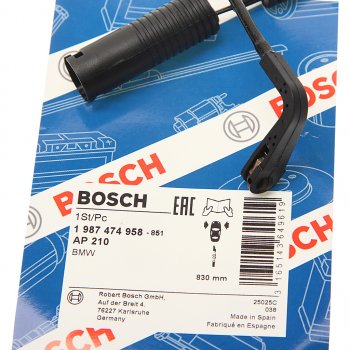 879 р. Датчик износа тормозных колодок BMW 5 (E39) передний BOSCH BOSCH 1987474958  с доставкой в г. Керчь. Увеличить фотографию 2