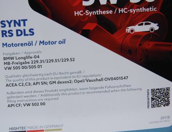 6 999 р. Масло моторное HIGHTEC SYNT RS DLS SNCFC2C3 5W30 синт.4л ROWE ROWE 20118-0040-99  с доставкой в г. Керчь. Увеличить фотографию 2