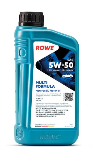 1 599 р. Масло моторное HIGHTEC MULTI FORMULA C3 SNCF 5W50 синт.1л ROWE ROWE 20148-0010-99  с доставкой в г. Керчь. Увеличить фотографию 2