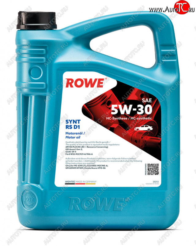 6 649 р. Масло моторное HIGHTEC SYNT RS D1 SPRCSNGF-56A 5W30 синт.5л ROWE ROWE 20212-0050-99  с доставкой в г. Керчь