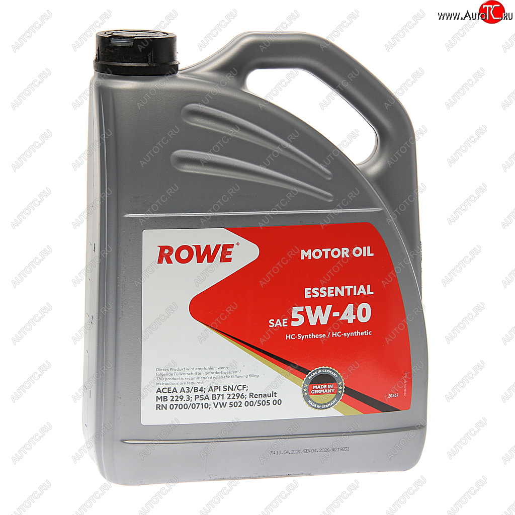 5 449 р. Масло моторное ESSENTIAL SNCFA3B4 5W40 синт.4л ROWE ROWE 20367-453-2a  с доставкой в г. Керчь