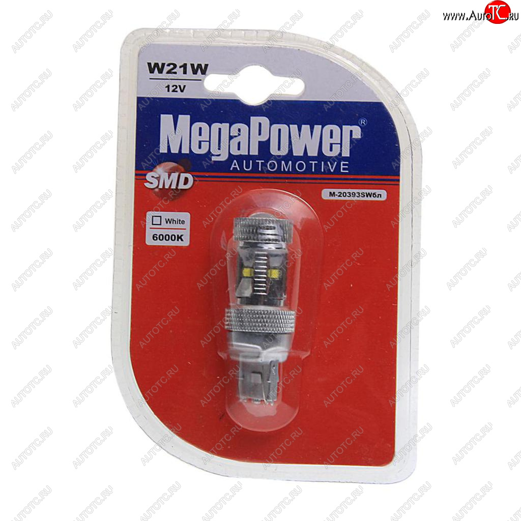 619 р. Лампа светодиодная 12V T20W BA9s 6000K 6 светодиодов блистер (1шт.) MEGAPOWER MEGAPOWER-AUTOMOTIVE 20393swбл  с доставкой в г. Керчь