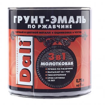 Грунт-эмаль по ржавчине черный молотковый 0.75л DALI DALI 20409