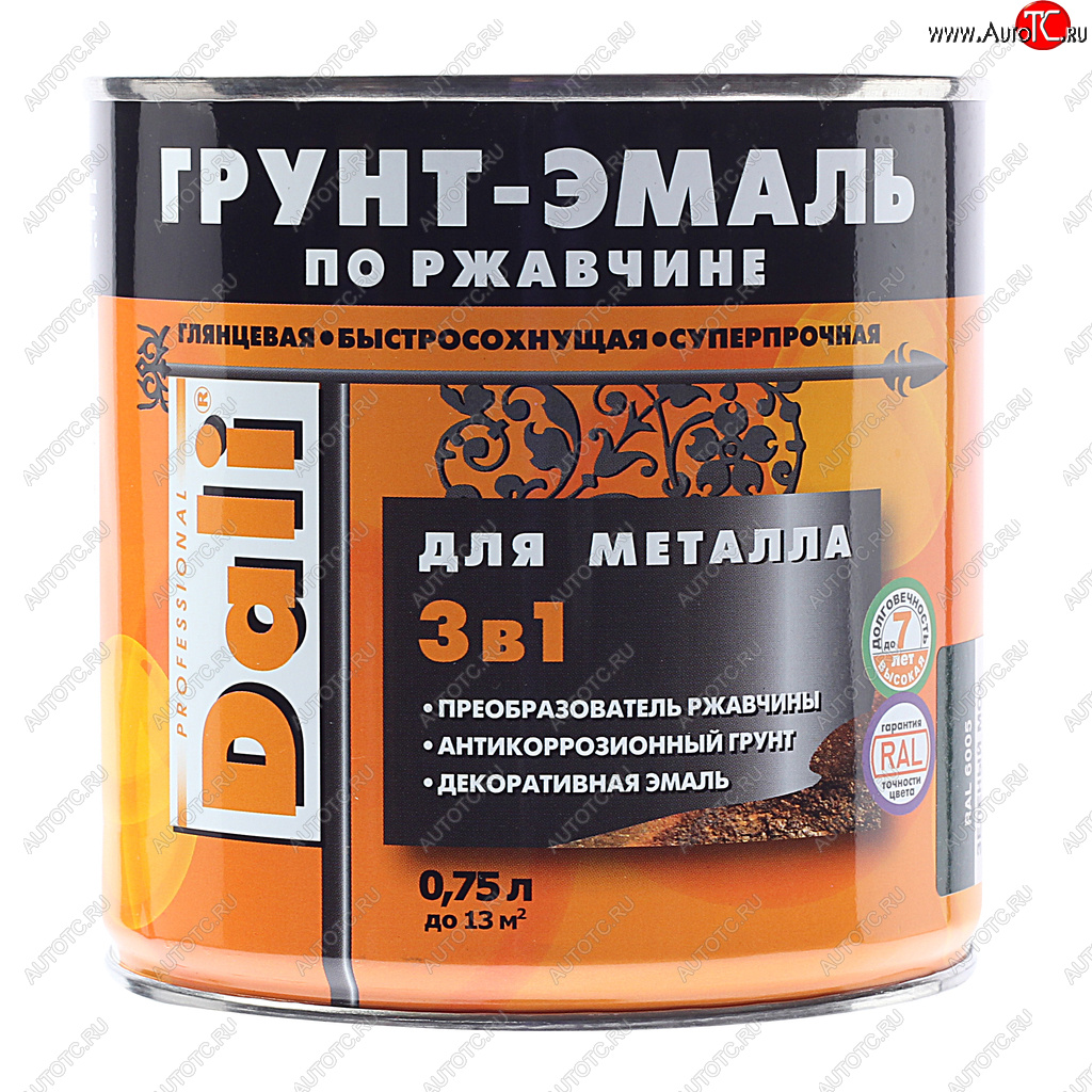 999 р. Грунт-эмаль по ржавчине зеленый мох RAL6005 0.75л DALI DALI 20479  с доставкой в г. Керчь