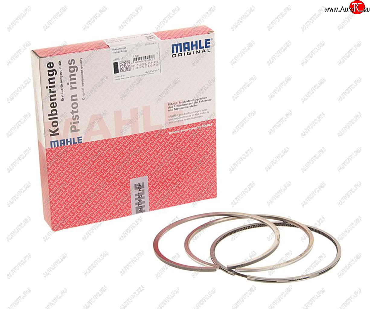 4 199 р. Кольца поршневые RENAULT (DCi11MIDR062356) d=123.03 (на 1 поршень) MAHLE MAHLE 20959n0  с доставкой в г. Керчь