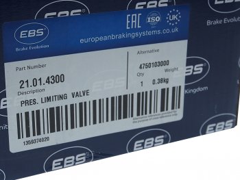 2 899 р. Клапан MAN TGA ограничения давления 8.5Bar EBS EBS 21014300  с доставкой в г. Керчь. Увеличить фотографию 4