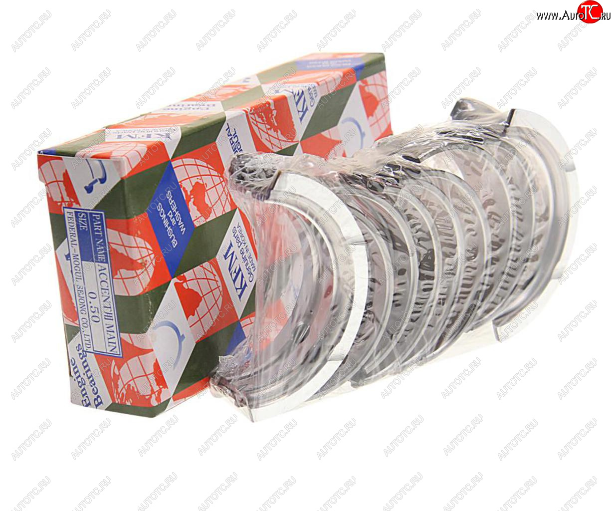 2 099 р. Вкладыши HYUNDAI Accent (03-),Getz (02-),Lantra (00-) (1.6) коренные d+0.50 комплект (10шт.) KFM KFM 21020-26962  с доставкой в г. Керчь