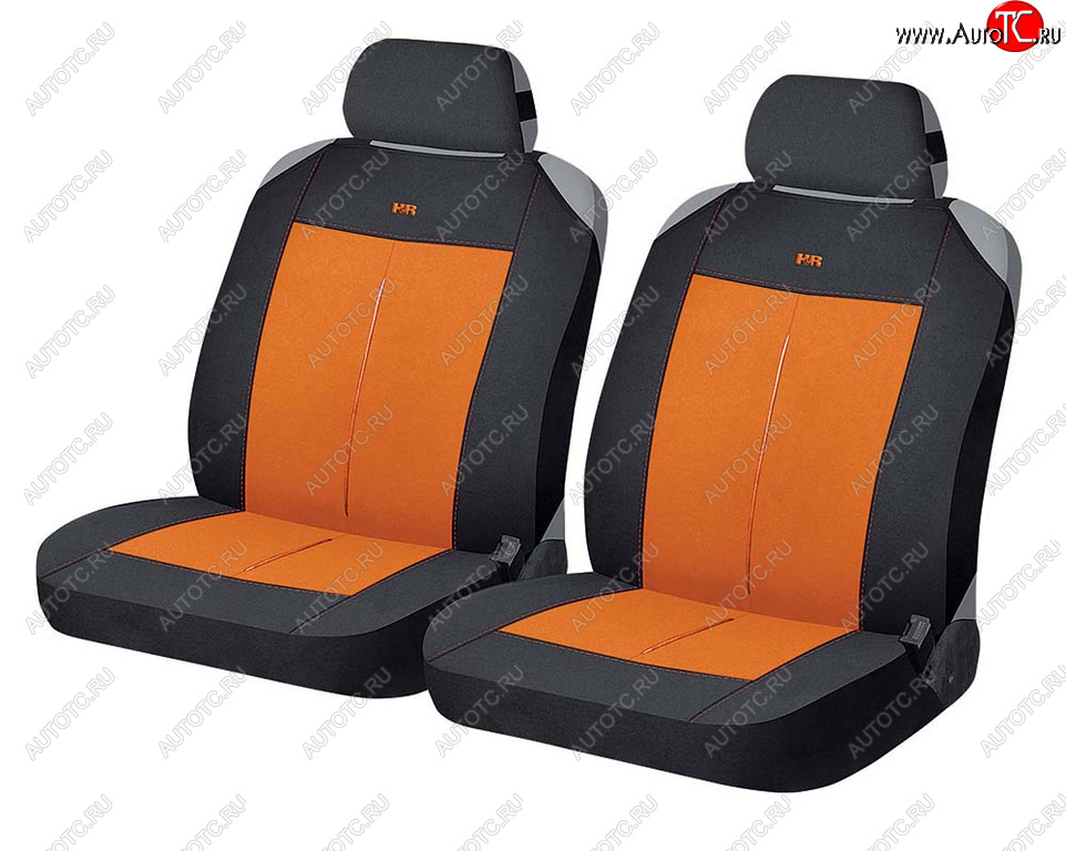 849 р. Универсальные чехлы сидений (майка, 4 предм., полиэстер) Vertical Front CARFASHION   (черно-оранжевые)  с доставкой в г. Керчь