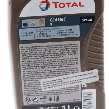 1 299 р. Масло моторное CLASSIC 9 5W40 синт.1л TOTAL TOTAL 213730  с доставкой в г. Керчь. Увеличить фотографию 2