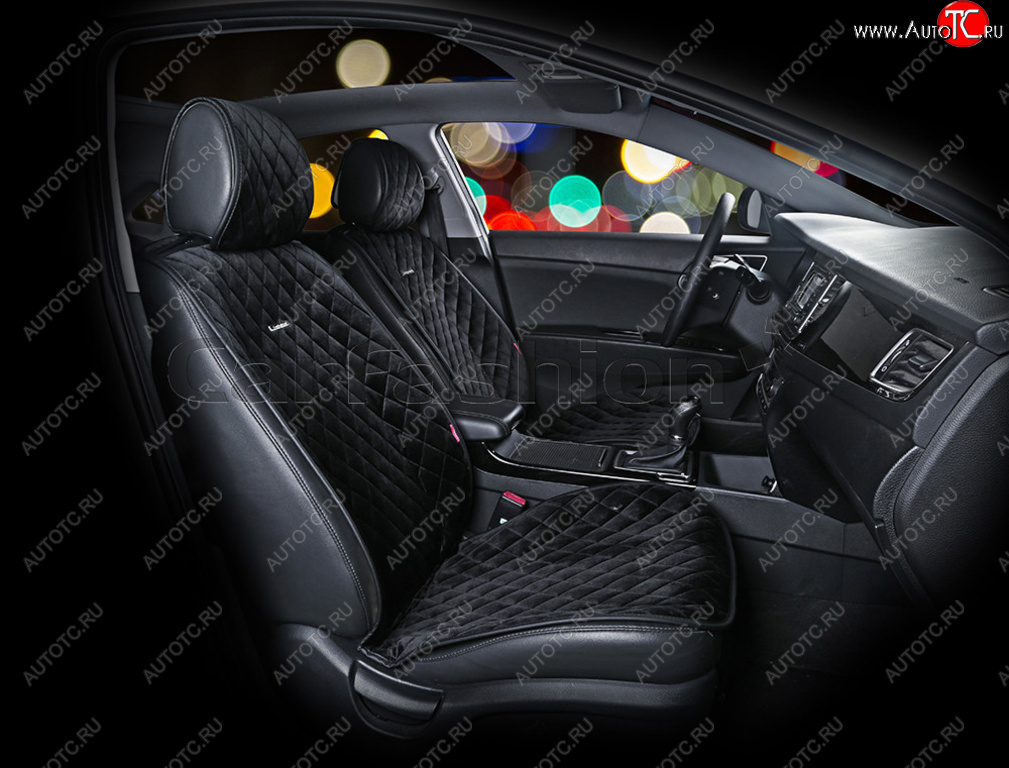 4 289 р. Накидка на сиденье велюр-экокожа черная (4 предм.) (2шт.) California CARFASHION CARFASHION 21896  с доставкой в г. Керчь