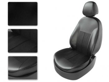 7 649 р. Авточехлы HYUNDAI Solaris KIA Rio седан (11-) экокожа черные CARFASHION CARFASHION 220618060606  с доставкой в г. Керчь. Увеличить фотографию 1