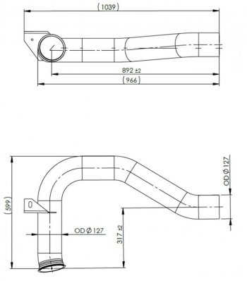 18 299 р. Труба промежуточная глушителя DAF DINEX DINEX 22157  с доставкой в г. Керчь. Увеличить фотографию 2