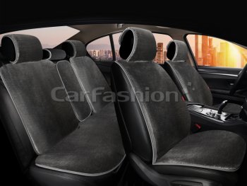 5 649 р. Накидка на сиденье мех искусственный темно-серые 5шт. Alpaca Plus CARFASHION CARFASHION 22164  с доставкой в г. Керчь. Увеличить фотографию 1