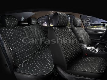 4 399 р. Накидка на сиденье лен черно-серые (5 предм.) (4шт.) Cube CARFASHION CARFASHION 22674  с доставкой в г. Керчь. Увеличить фотографию 1