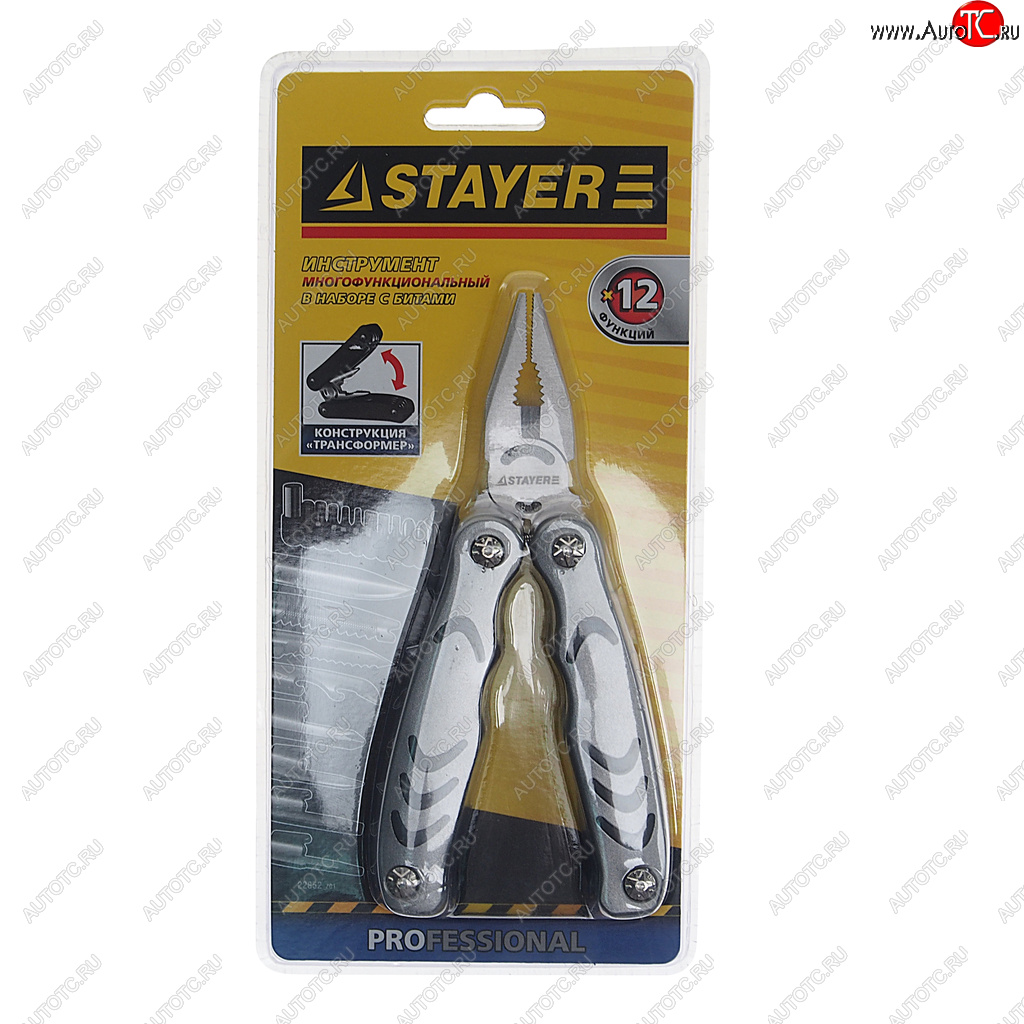 1 389 р. Мультиинструмент 12 в 1 (чехол,набор бит) Profi STAYER STAYER 22852_z01  с доставкой в г. Керчь
