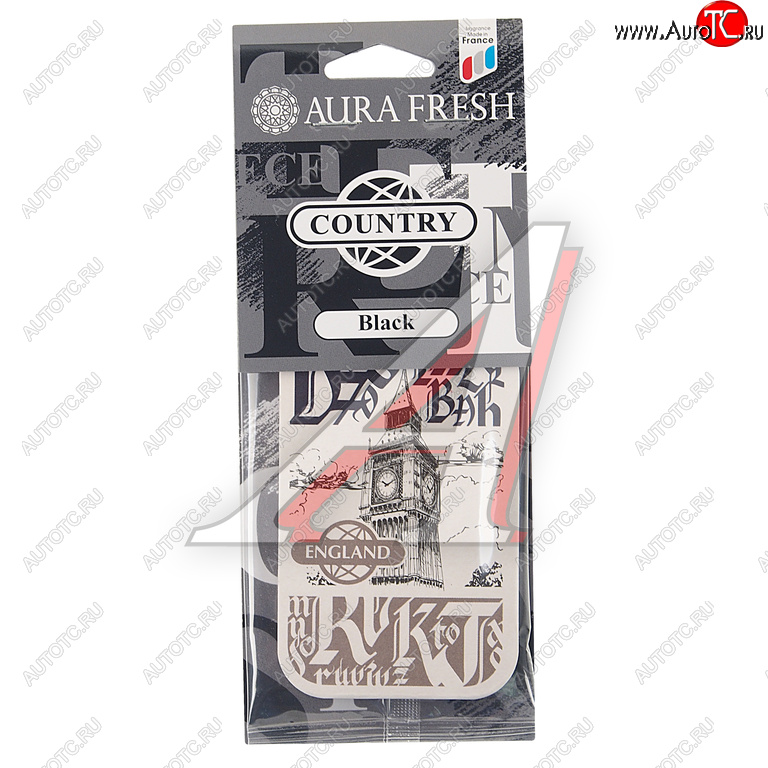 91 р. Ароматизатор подвесной картонный (black) Country AURA FRESH AURA FRESH 23017  с доставкой в г. Керчь
