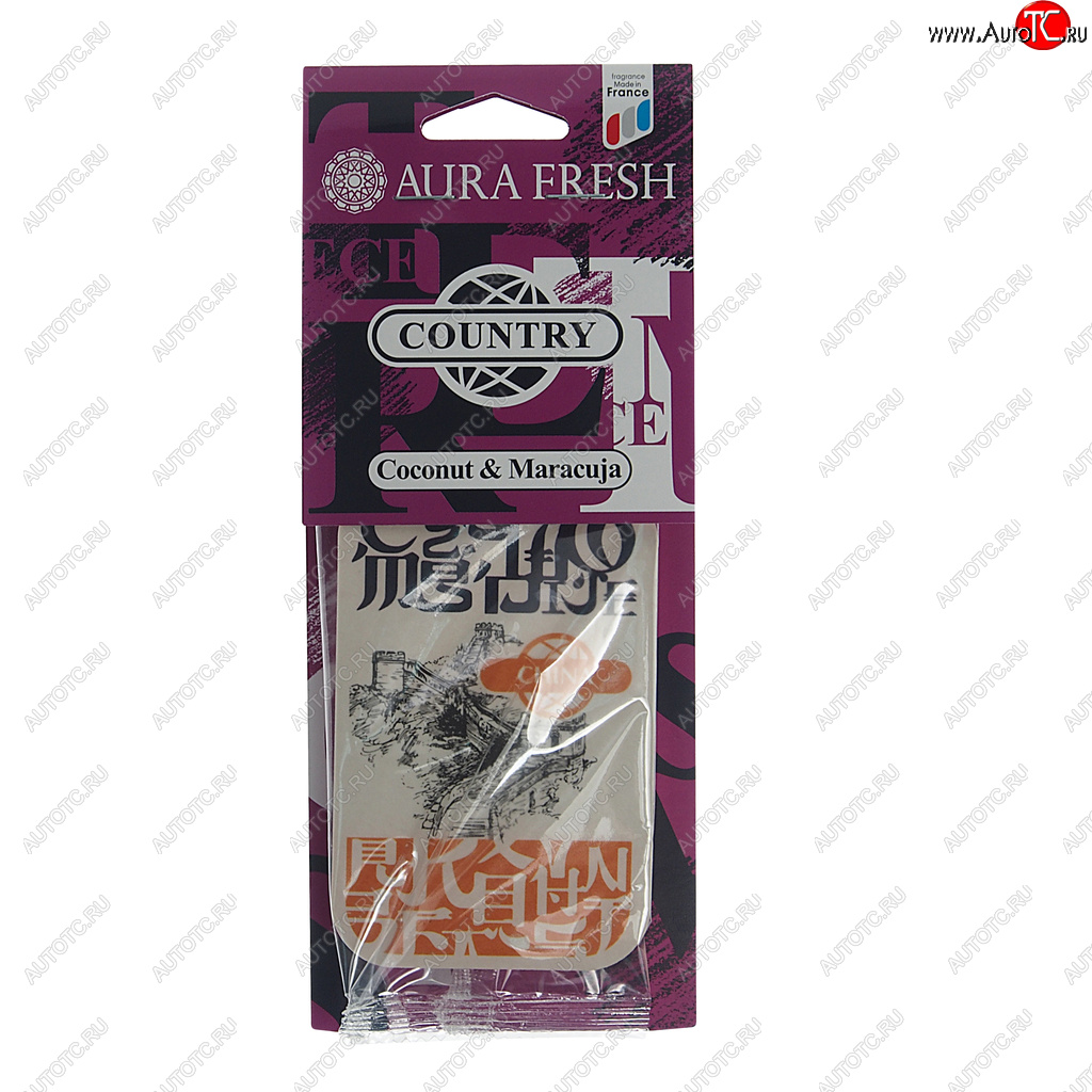91 р. Ароматизатор подвесной картонный (coconut&maracuja) Country AURA FRESH AURA FRESH 23022  с доставкой в г. Керчь