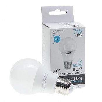 101 р. Лампа светодиодная E27 A60 7W(60W) 220V холодный GAUSS GAUSS 23227a  с доставкой в г. Керчь. Увеличить фотографию 1