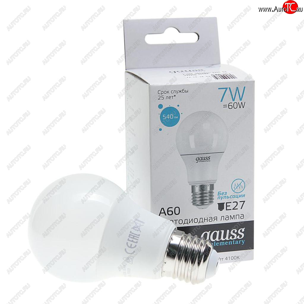 101 р. Лампа светодиодная E27 A60 7W(60W) 220V холодный GAUSS GAUSS 23227a  с доставкой в г. Керчь