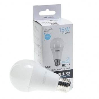 276 р. Лампа светодиодная E27 A60 15W(120W) 220V холодный GAUSS GAUSS 23235  с доставкой в г. Керчь. Увеличить фотографию 1