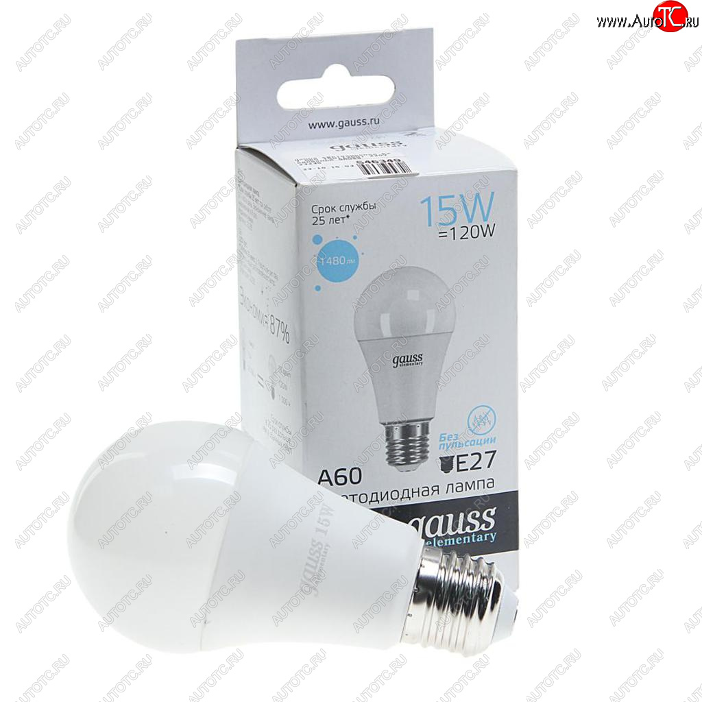 276 р. Лампа светодиодная E27 A60 15W(120W) 220V холодный GAUSS GAUSS 23235  с доставкой в г. Керчь