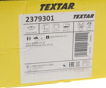 4 999 р. Колодки тормозные передние (4шт.) TEXTAR BMW 3 серия E90 седан дорестайлинг (2004-2008)  с доставкой в г. Керчь. Увеличить фотографию 3