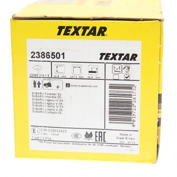 3 169 р. Колодки тормозные передние (4шт.) TEXTAR Subaru Legacy BE,B12 седан (1998-2003)  с доставкой в г. Керчь. Увеличить фотографию 3