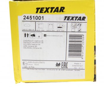 4 099 р. Колодки тормозные передние (4шт.) TEXTAR Chevrolet Captiva 2-ой рестайлинг (2013-2016)  с доставкой в г. Керчь. Увеличить фотографию 3