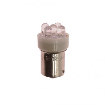 175 р. Лампа светодиодная 24V R10W BA15s 5 светодиодов белая МАЯК МАЯК 24t15-w5led  с доставкой в г. Керчь. Увеличить фотографию 1