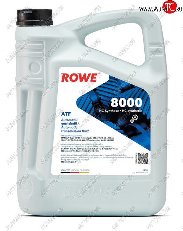 4 299 р. Масло трансмиссионное HIGHTEC ATF 8000 DEXRON IIIG синт.5л красное ROWE ROWE 25012-0050-99  с доставкой в г. Керчь