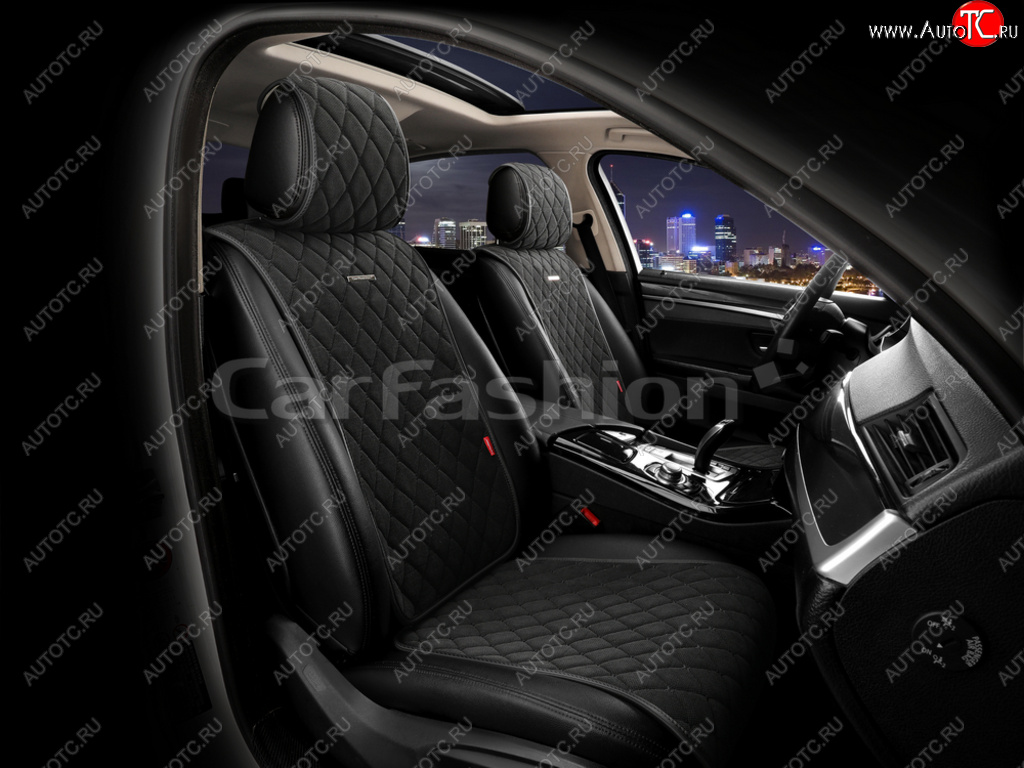 3 289 р. Накидка на сиденье велюр-экокожа черные (4 предм.) (2шт.) Bullet Front CARFASHION CARFASHION 26181  с доставкой в г. Керчь