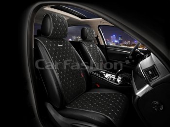 3 599 р. Накидка на сиденье велюр-экокожа черно-серые (4 предм.) (2шт.) Bullet Front CARFASHION CARFASHION 26182  с доставкой в г. Керчь. Увеличить фотографию 1