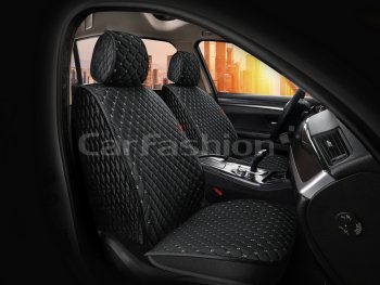 3 299 р. Накидка на сиденье велюр черно-серая (4 предм.) (2шт.) Sultan Front CARFASHION CARFASHION 26196  с доставкой в г. Керчь. Увеличить фотографию 1