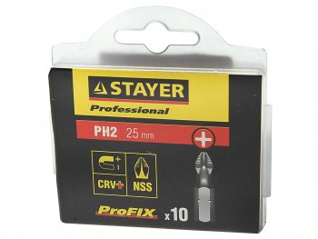 118 р. Набор бит 14 PH2 25мм 10 предмета в блистере STAYER STAYER 26201-2-25-10_z01  с доставкой в г. Керчь. Увеличить фотографию 2