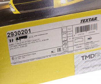 11 699 р. Колодки тормозные VOLVO FL дисковые (176x78x22) (4шт.) TEXTAR TEXTAR 2930201  с доставкой в г. Керчь. Увеличить фотографию 4