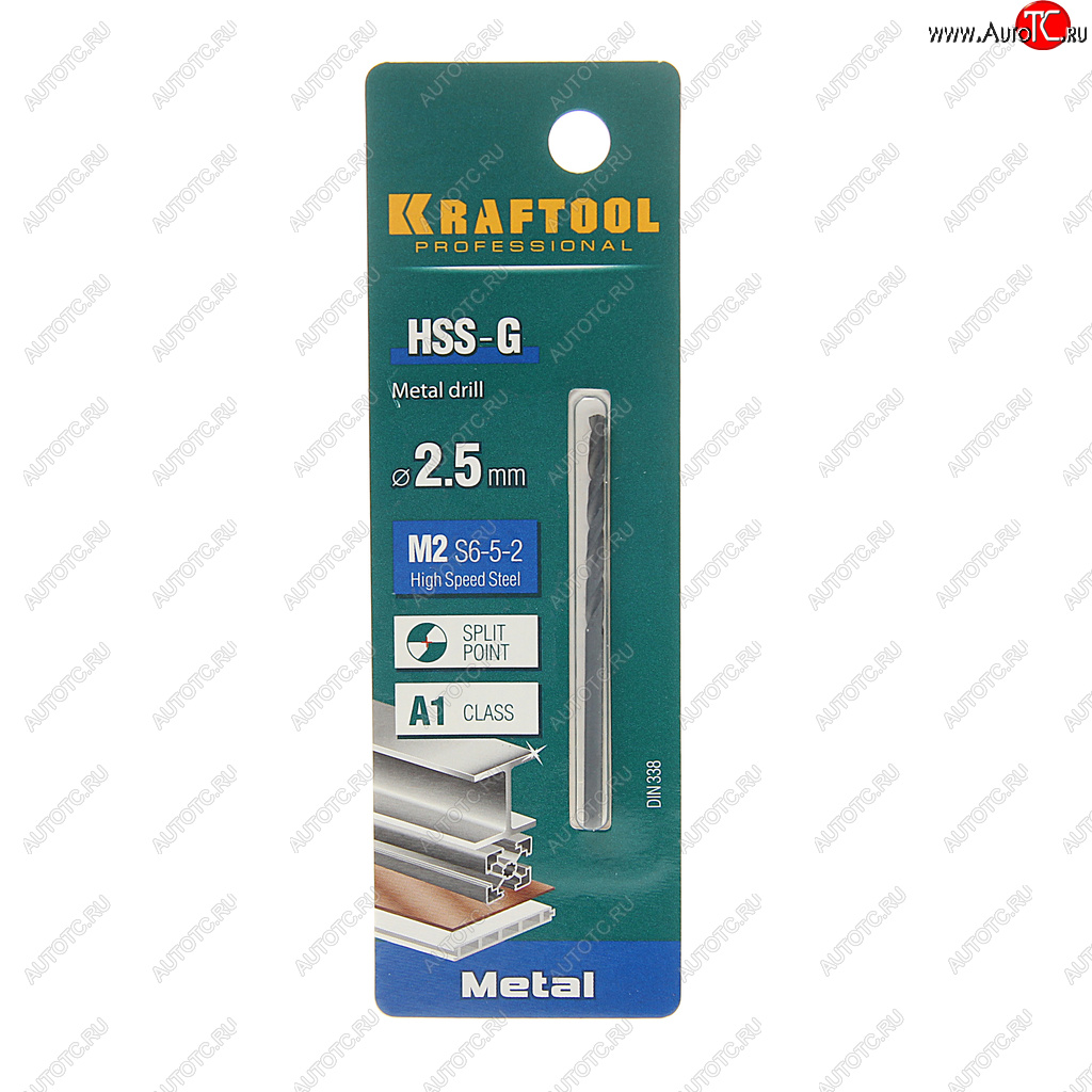 59 р. Сверло по металлу 2.5х57мм HSS KRAFTOOL KRAFTOOL 29651-2.5  с доставкой в г. Керчь