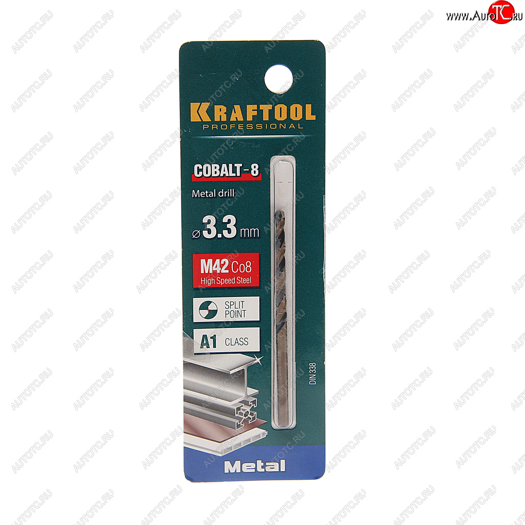 143 р. Сверло по металлу 3.3х65мм HSS Cobalt KRAFTOOL KRAFTOOL 29656-3.3  с доставкой в г. Керчь