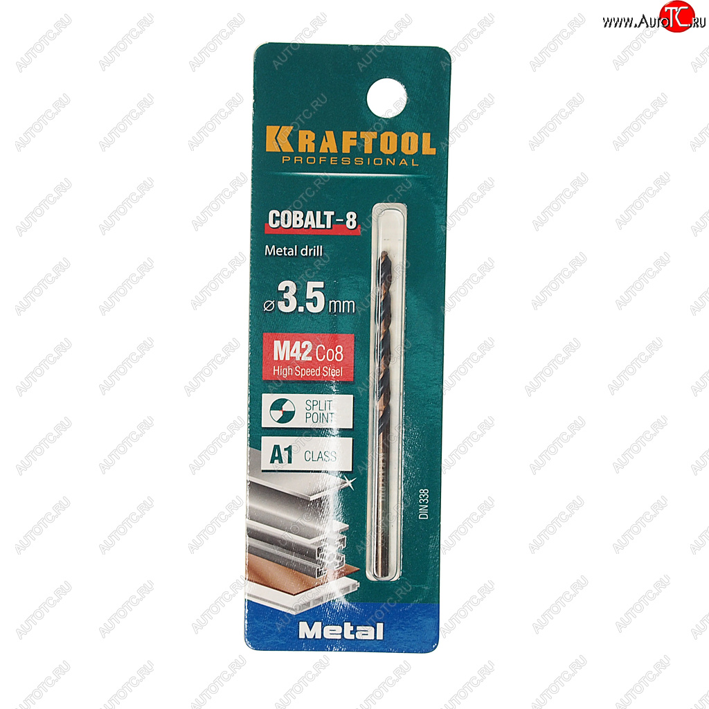 125 р. Сверло по металлу 3.5х70мм HSS Cobalt KRAFTOOL KRAFTOOL 29656-3.5  с доставкой в г. Керчь