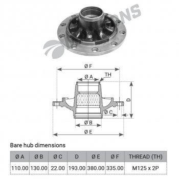 Ступица BPW колеса оси HS,HZ ECO 6-9т (под подшипники 32310,33116,d=281,h=194) MANSONS MANSONS 300.167