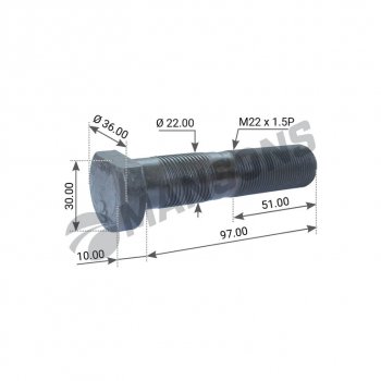 275 р. Шпилька колеса BPW (M22x1.5x9762) MANSONS MANSONS 300.204  с доставкой в г. Керчь. Увеличить фотографию 3