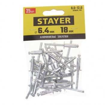 188 р. Заклепка вытяжная 6.4х18мм алюминиевая 25шт. Pro-FIX Professional STAYER STAYER 3120-64-18  с доставкой в г. Керчь. Увеличить фотографию 1