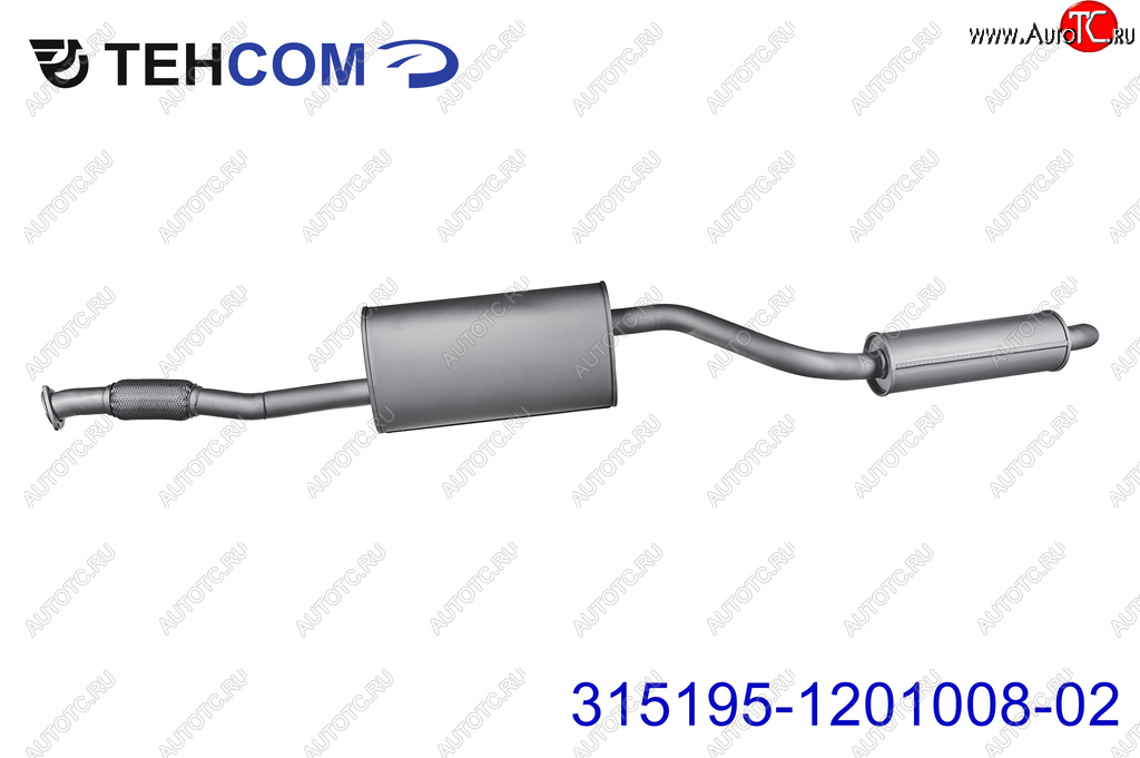 9 449 р. Глушитель УАЗ-315195 Хантер дв.ЗМЗ-409 ЕВРО-4,5 с резонатором НО ТЕХКОМ ТЕХКОМ 315195-1201008-02  с доставкой в г. Керчь