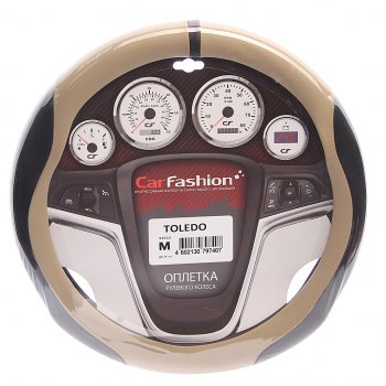 819 р. Оплетка руля (M) 37-39см черно-бежевая экокожа Toledo CARFASHION CARFASHION 31615  с доставкой в г. Керчь. Увеличить фотографию 1