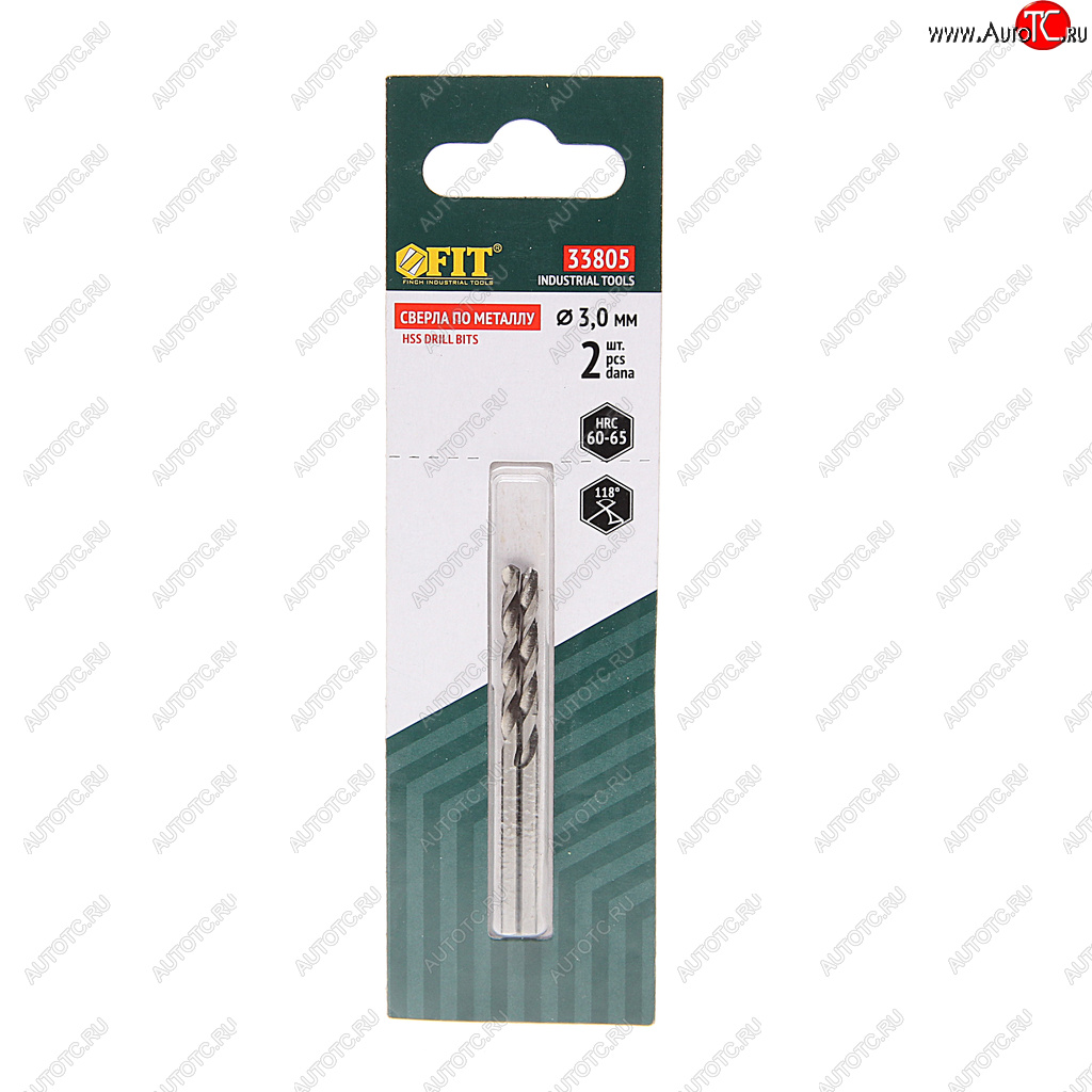 69 р. Сверло по металлу 3.0х61мм HSS (2шт.) FIT FIT 33805  с доставкой в г. Керчь