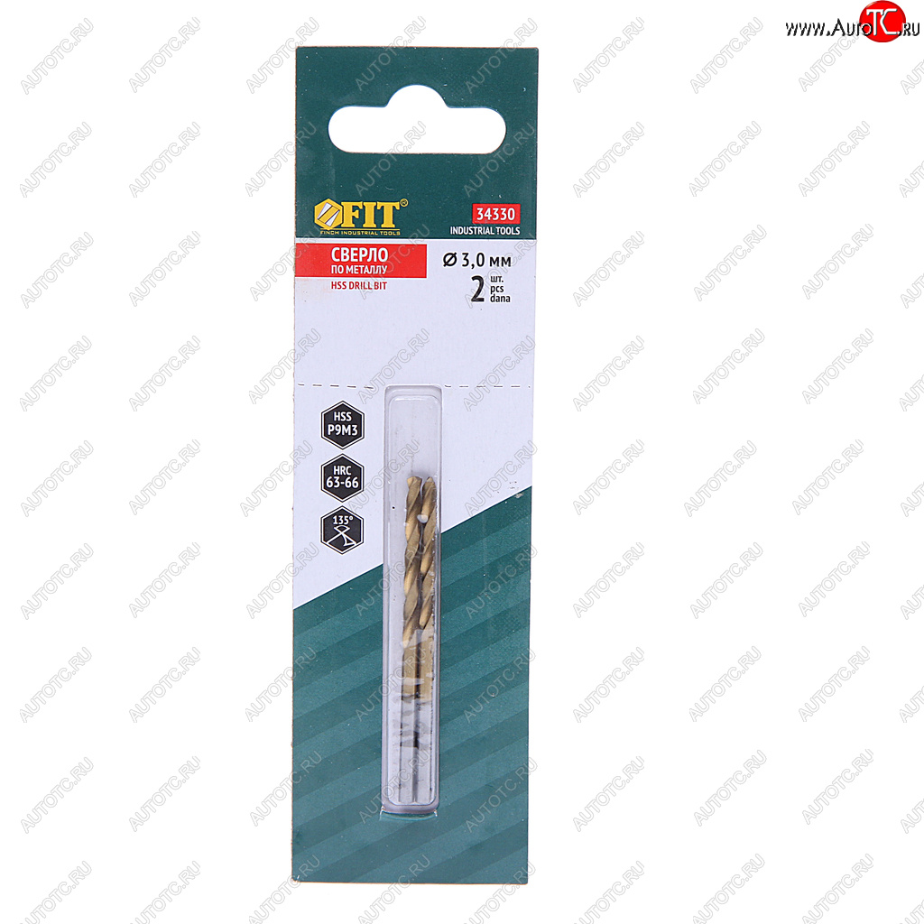 145 р. Сверло по металлу 3.0х60мм HSS Titanium (2шт.) FIT FIT 34330  с доставкой в г. Керчь